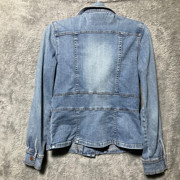 Hot Kiss Denim Jacket Structured waist Metal Buttons Women SZ M Y2K Retro - Picture 3 of 3